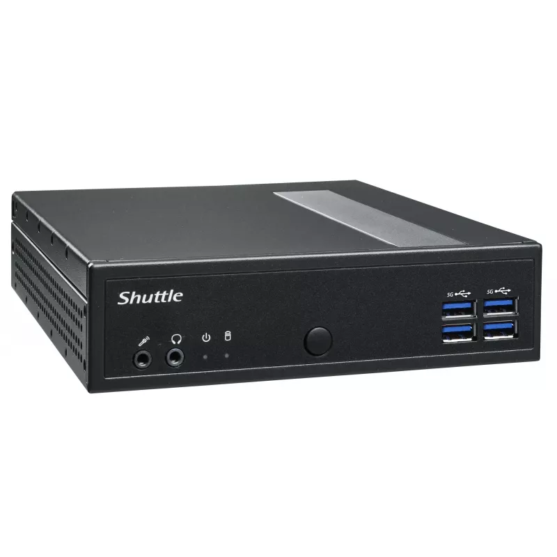 Shuttle XPC slim Barebone DL30N, Intel N100, 1x DDR5, 2x LAN (2x 2.5Gbit), 2xCOM, 1xHDMI, 1xDP, 1x VGA, bez ventilatora, 24/7 pastāvīga darbība