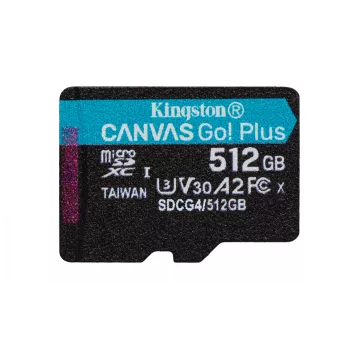 Kingston Technology 512GB microSDXC Canvas Go Plus Gen4 200R A2 U3 viena paka w/o ADP