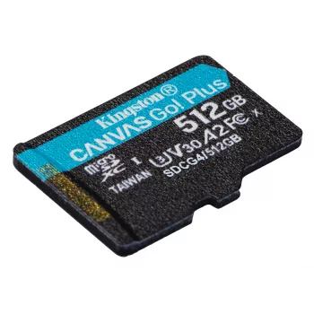 Kingston Technology 512GB microSDXC Canvas Go Plus Gen4 200R A2 U3 viena paka w/o ADP