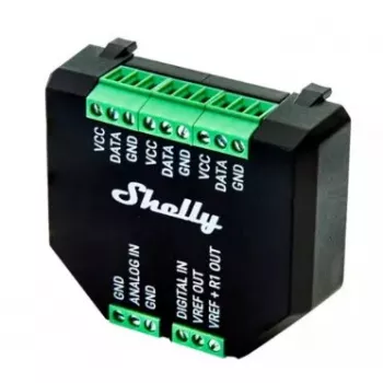 Iebūvētais temperatūras sensors Shelly Plus Add-On — vadu iekštelpu/āra sensors, -20–40°C, 37×42×15 mm