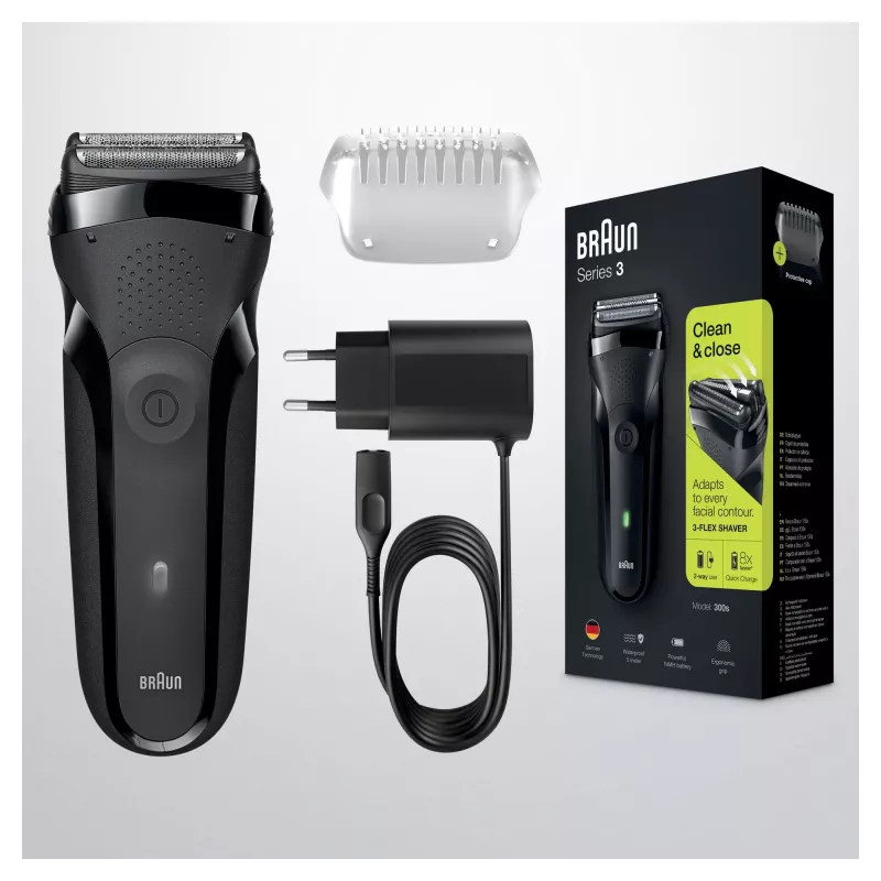 Braun Series 3 Shave&Style 300BT elektriskais skuveklis, skūšanās ierīce vīriešiem, melnā krāsā