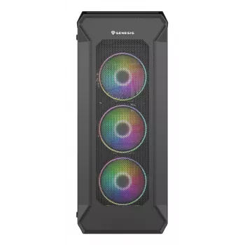 GENESIS Irid 505 ARGB Midi Tower Melns, Caurspīdīgs