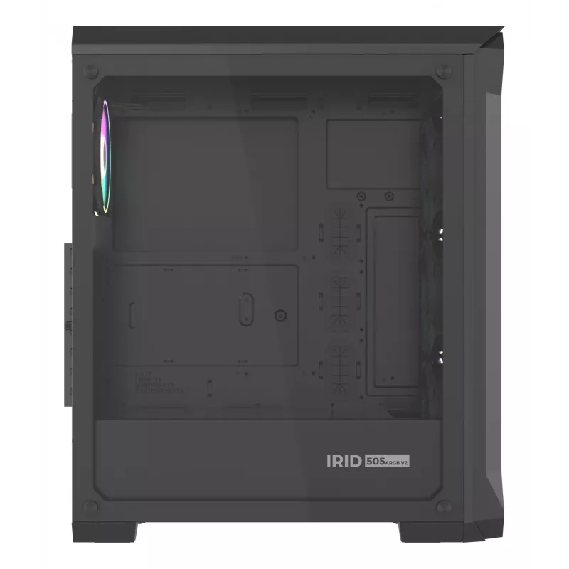 GENESIS Irid 505 ARGB Midi Tower Melns, Caurspīdīgs