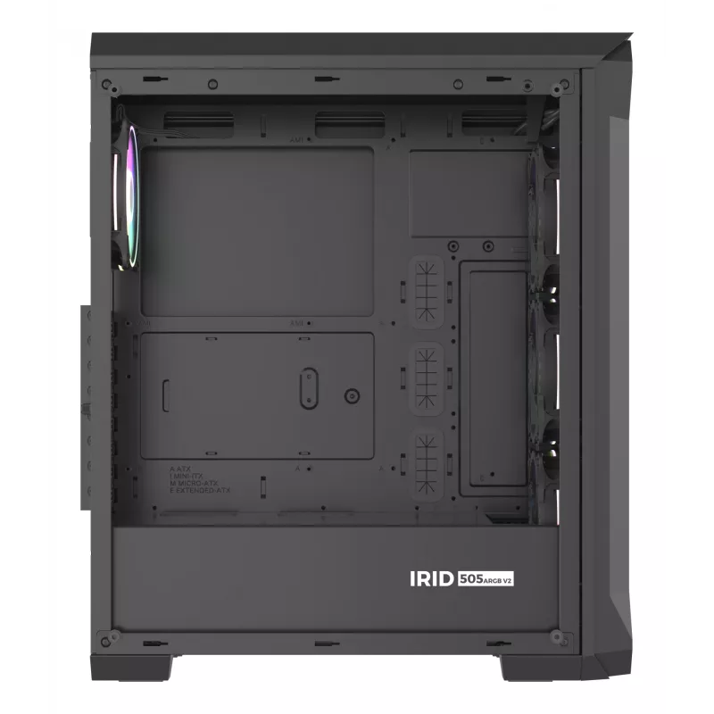 GENESIS Irid 505 ARGB Midi Tower Melns, Caurspīdīgs