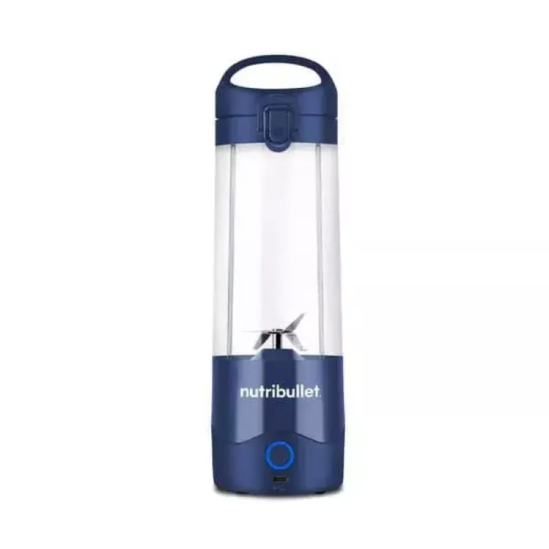 Sporta blenderis NUTRIBULLET Portable 0,475 L, darbināms ar baterijām, nerūsējošā tērauda asmeņi, Tritan bļoda, tumši zila