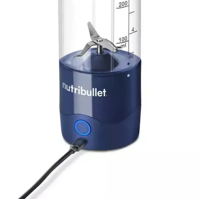 Sporta blenderis NUTRIBULLET Portable 0,475 L, darbināms ar baterijām, nerūsējošā tērauda asmeņi, Tritan bļoda, tumši zila