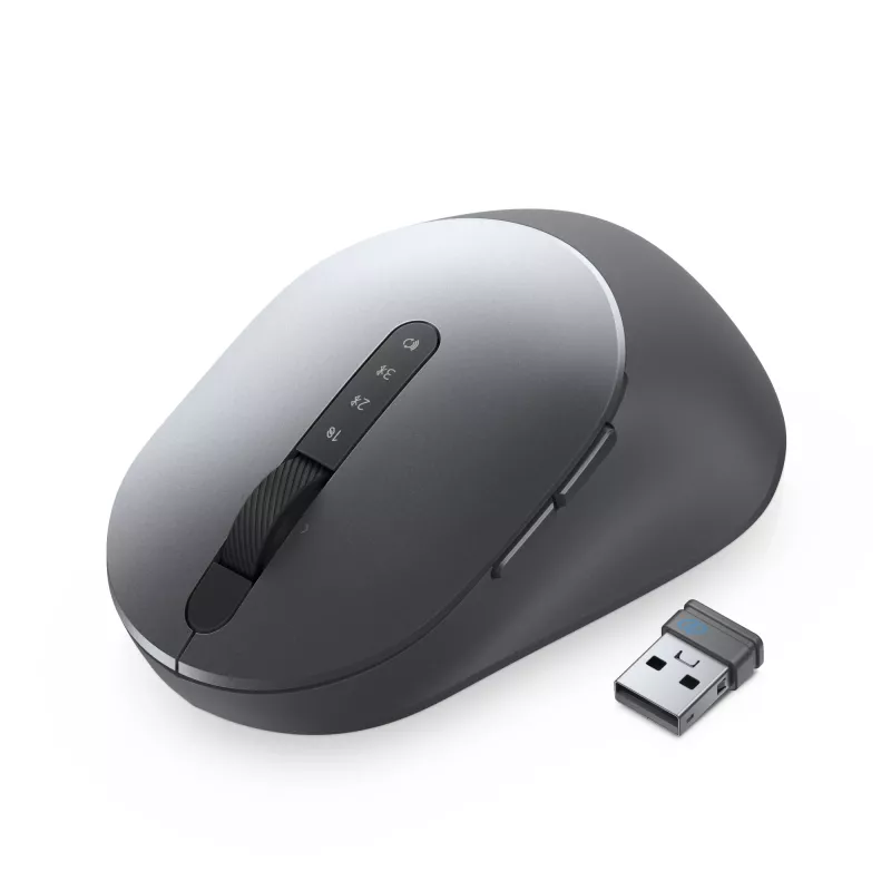 DELL Pro Plus pele - MS5320W, labā roka, optiskā, RF bezvadu + Bluetooth, 1600 DPI, pelēka, titāna