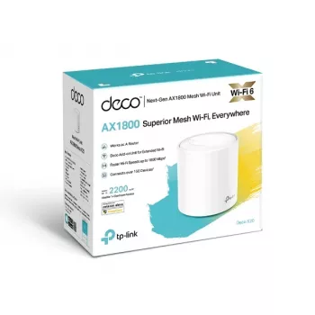TP-Link AX1800 Whole Home Mesh Wi-Fi 6 sistēma, balta, iekšējā, tīkla maršrutētājs, barošana, FCC