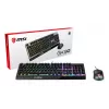 MSI VIGOR GK30 COMBO RGB MEMchanical spēļu tastatūra + Clutch GM11 spēļu pele ' UK izkārtojums, 6 zonu RGB apgaismojuma tastatūra, divu zonu RGB apgaismojuma pele, 5000 DPI optiskais sensors, RGB Mystic Light
