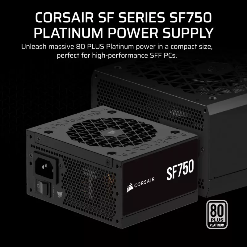 CORSAIR Barošanas bloks - Sf Series Sf750 Pilnībā modulārs 80 Plus Platinum SFX barošanas bloks