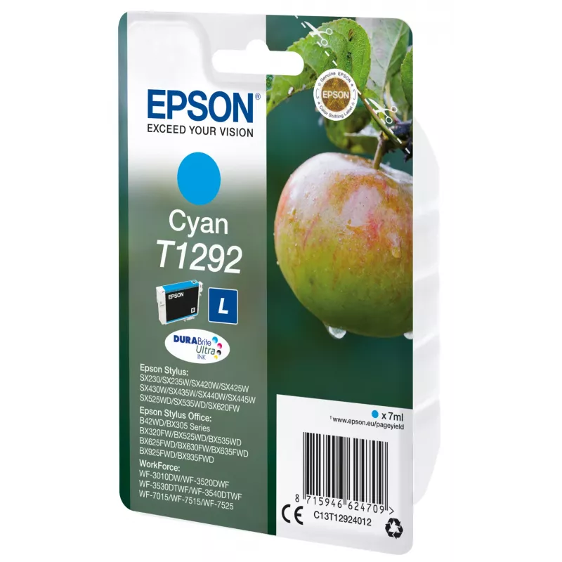 Epson Singlepack ciāna T1292 DURABrite Ultra tinte, zilā krāsa, 7 ml, 1 gab., 474 lapas
