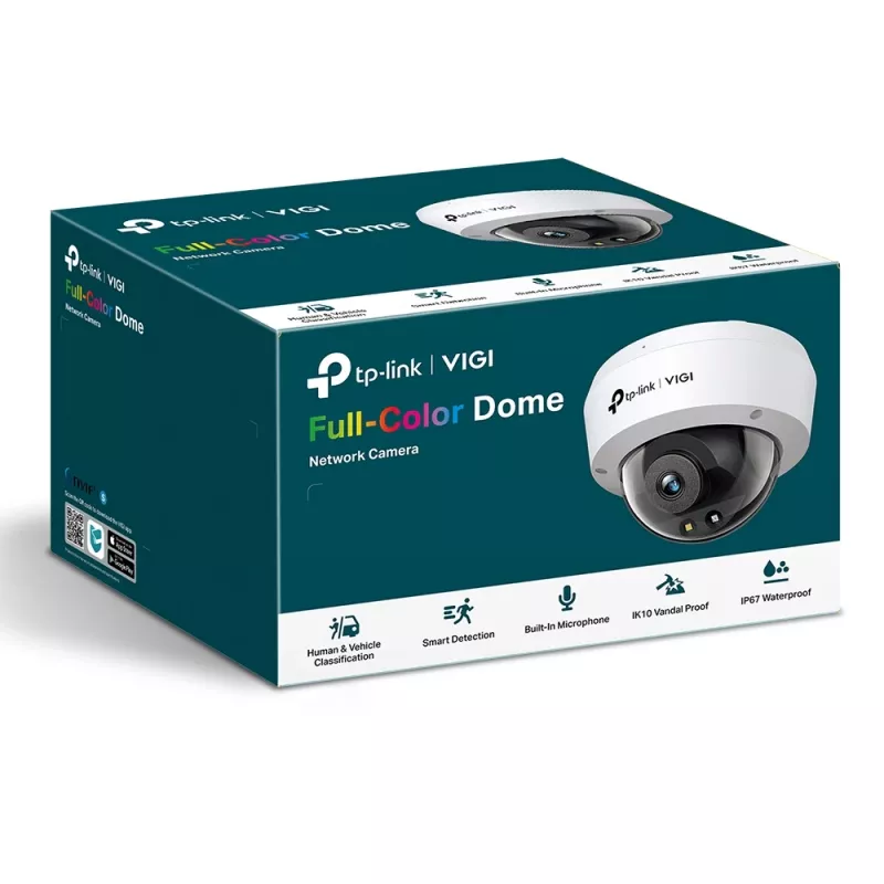 TP-Link VIGI 5MP Full-Color Dome tīkla kamera, IP drošības kamera, iekštelpām un ārtelpām, vadu, 120 dB, CE, NTRA, VCCI, KC, BSMI, FCC, IC, griestiem