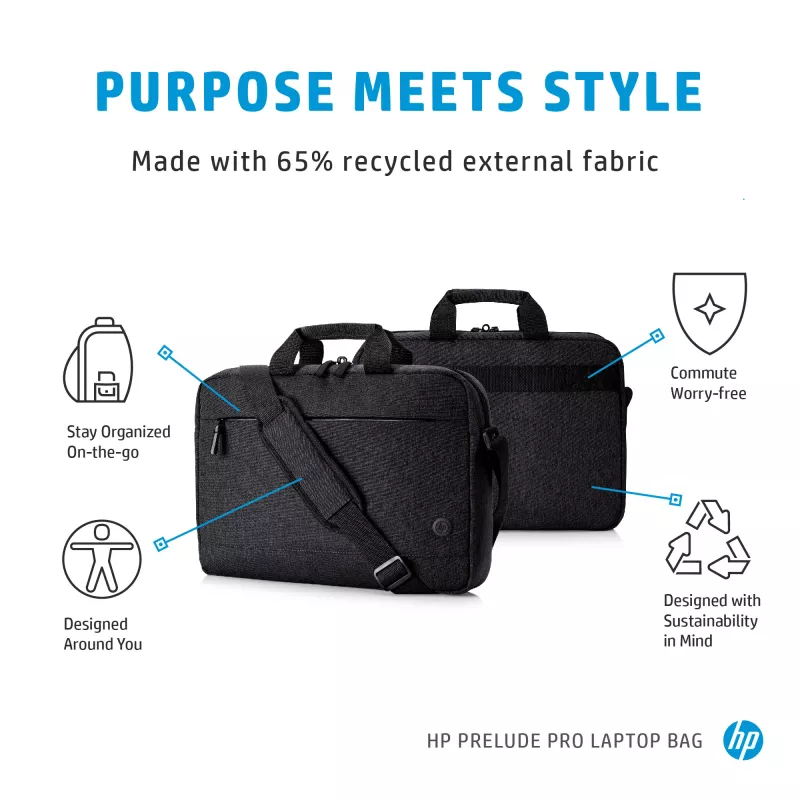 Messenger case HP Prelude Pro 15.6-inch laptop bag, fabric, pelēka, fits up to 39.6 cm, weight 380 g
