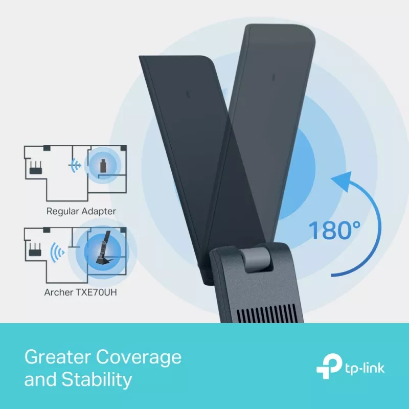 TP-Link Archer AXE5400 Wi-Fi 6E augsta pastiprinājuma bezvadu USB adapteris