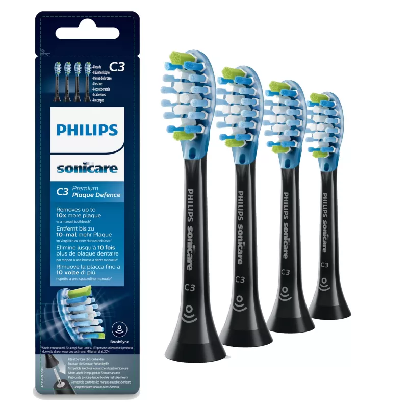Philips C3 Premium Plaque Defence HX9044/33 4x Melns sonic toothbrush heads