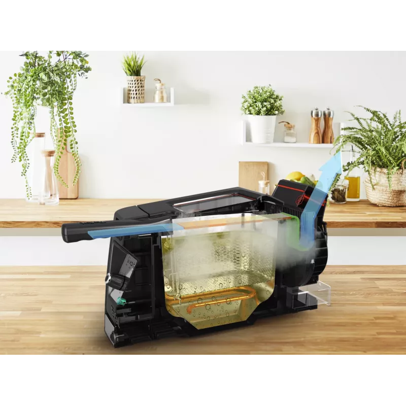 Tefal Clear Duo FR600D Viena 0,65 L Brīvstāvoša 2000 W fritieris Melns, nerūsējošais tērauds