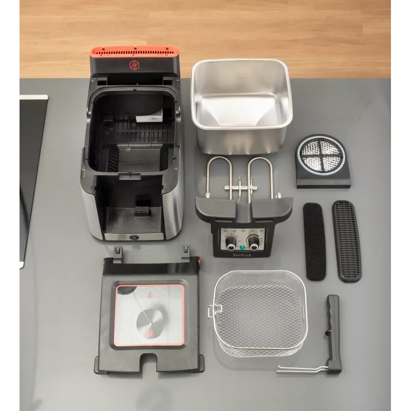 Tefal Clear Duo FR600D Viena 0,65 L Brīvstāvoša 2000 W fritieris Melns, nerūsējošais tērauds