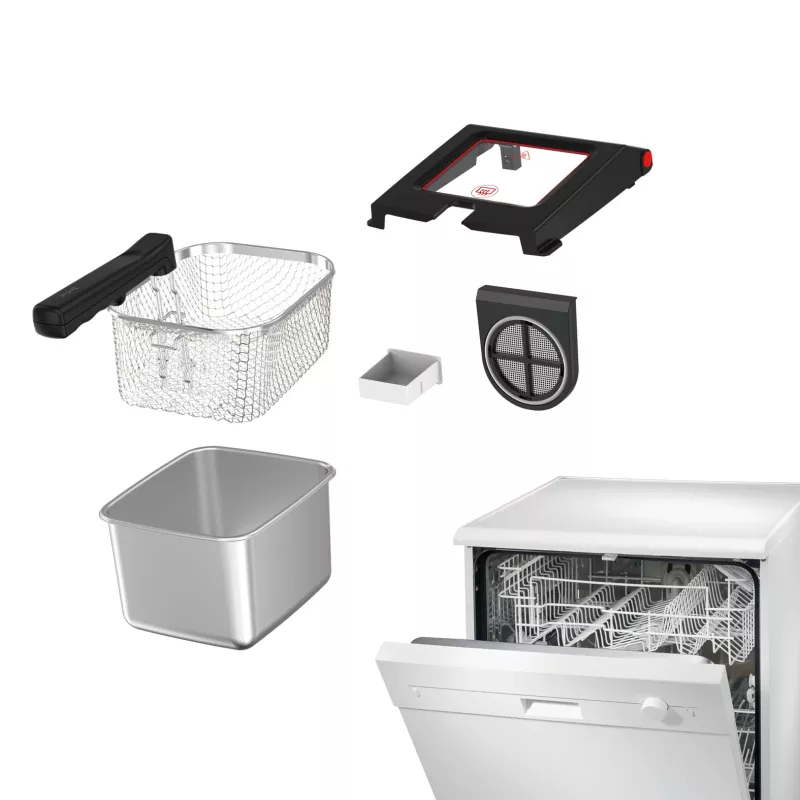 Tefal Clear Duo FR600D Viena 0,65 L Brīvstāvoša 2000 W fritieris Melns, nerūsējošais tērauds