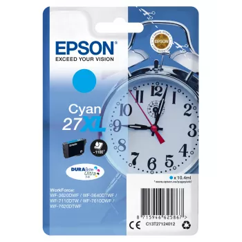 Epson Alarm clock Singlepack ciāna 27XL DURABrite Ultra Ink, High (XL) Yield, ciāna, 10.4 ml, 1 gab., 1100 lapas