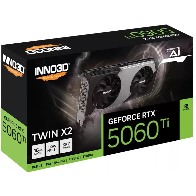 Grafikas karte Inno3D GeForce RTX 5060 Ti — 16 GB GDDR7, PCIe 5.0, 128 bitu, 448 GB/s