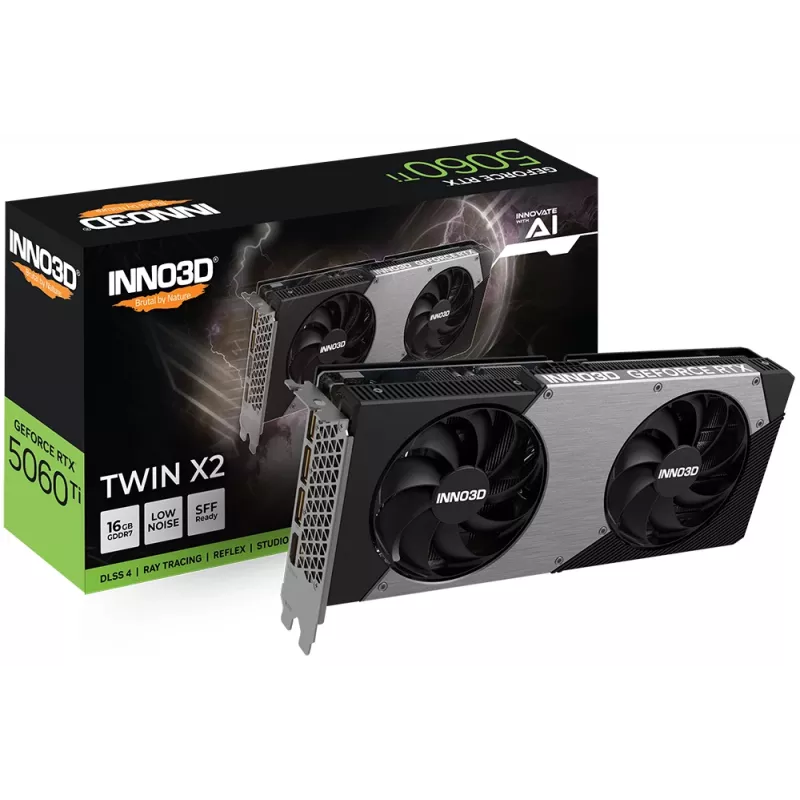 Grafikas karte Inno3D GeForce RTX 5060 Ti — 16 GB GDDR7, PCIe 5.0, 128 bitu, 448 GB/s