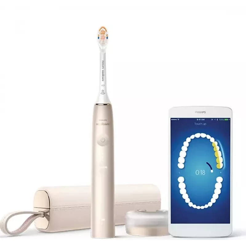 Philips Sonicare DiamondClean Prestige 9900 sērija DiamondClean Prestige HX9992/11 skaņas elektriskā zobu birste ar SenseIQ - šampanietis