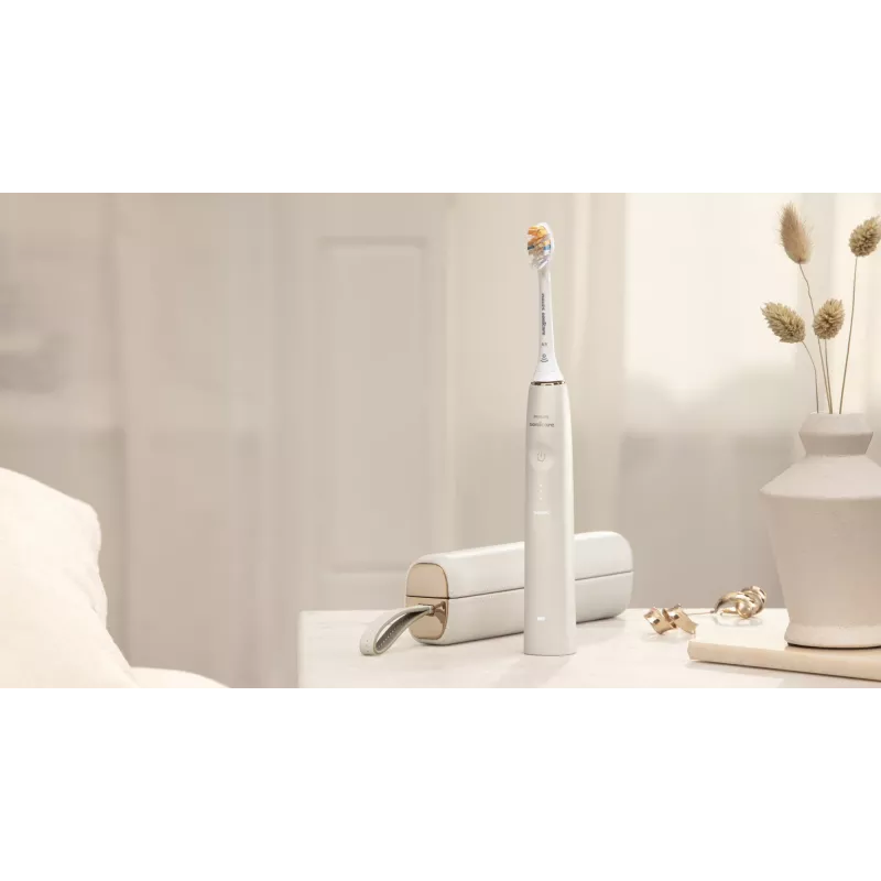 Philips Sonicare DiamondClean Prestige 9900 sērija DiamondClean Prestige HX9992/11 skaņas elektriskā zobu birste ar SenseIQ - šampanietis