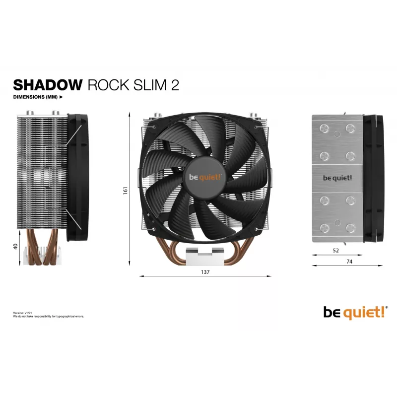be quiet Shadow Rock plāns 2 CPU dzesētājs