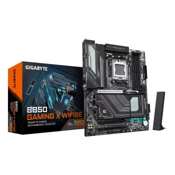 Mātesplate GIGABYTE B850 GAMING X WIFI6E — AMD Ryzen 9000 sērijas CPU, 12+2+2 fāžu digitālais VRM, līdz 8200MHz DDR5 (OC), 1xPCIe 5.0 + 2xPCIe 4.0 M.2, 2.5LAN, WIFI 6E, USB 3.2 Gen 2x2