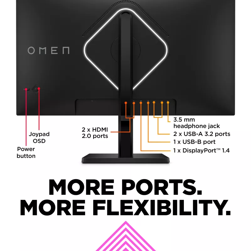 OMEN by HP 27 collu QHD 240Hz spēļu monitors - OMEN 27qs, 68.6 cm (27 collas), 2560 x 1440 pikseļi, Quad HD, LCD, 1 ms, Melns