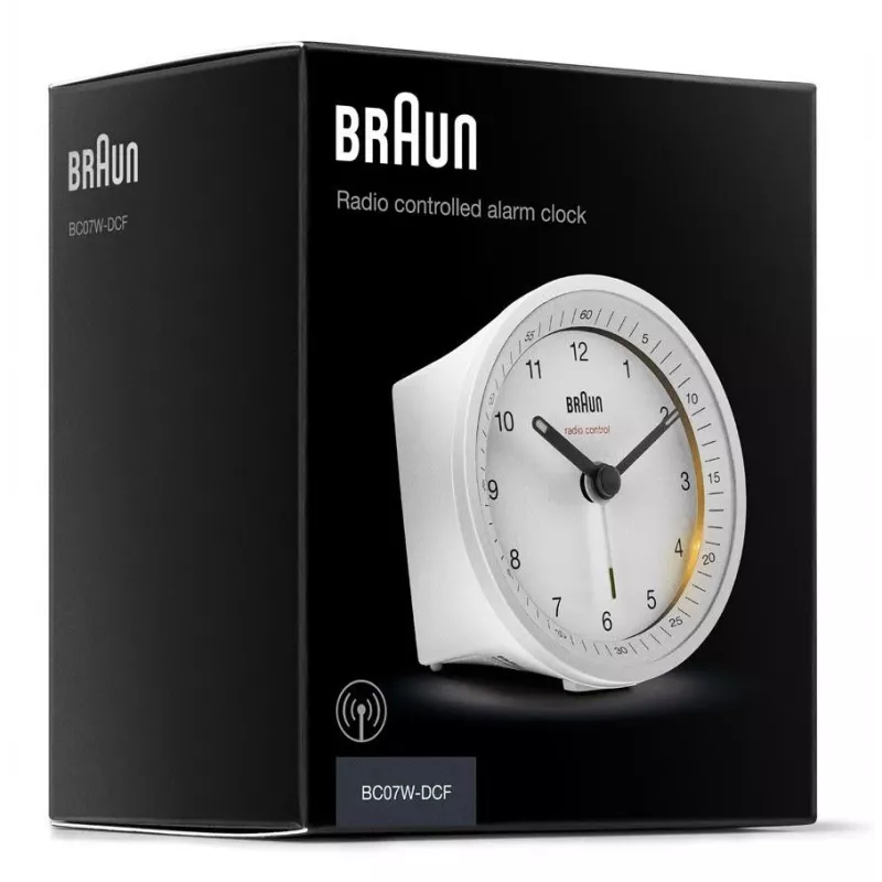 Braun BC07W-DCF kvarca modinātājpulkstenis balts