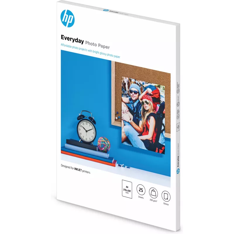 HP Everyday Photo Paper, Glossy, 200 g/m², A4 (210 x 297 mm), 25 loksnes