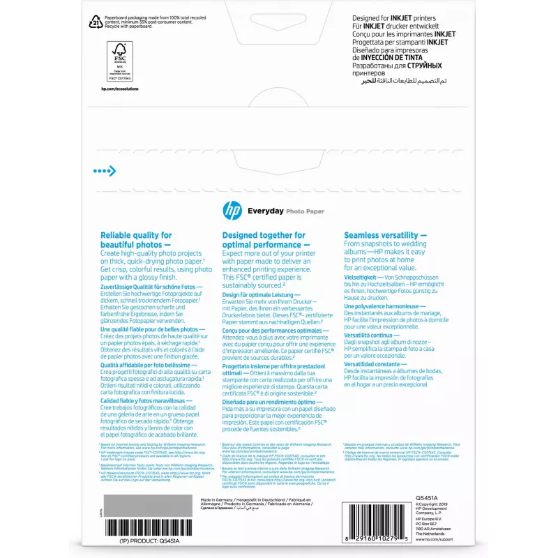 HP Everyday Photo Paper, Glossy, 200 g/m², A4 (210 x 297 mm), 25 loksnes