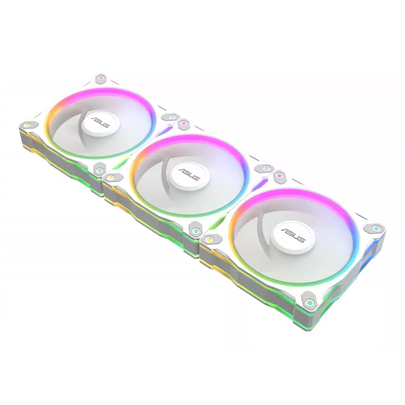 Korpusa ventilators ASUS Prime MR120 120 mm 1600 RPM balta (3-pack, LED, 58 CFM, 23 dB)