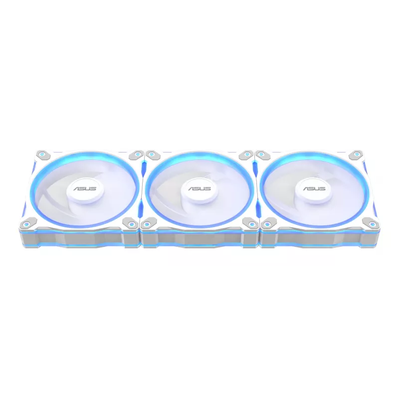 Korpusa ventilators ASUS Prime MR120 120 mm 1600 RPM balta (3-pack, LED, 58 CFM, 23 dB)