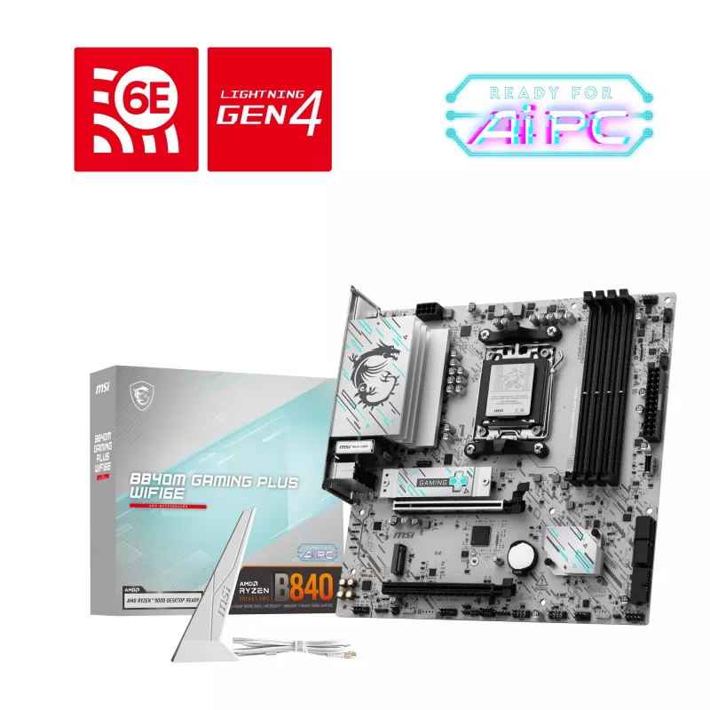 Mātesplate MSI B840M GAMING PLUS WIFI6E microATX, Socket AM5, DDR5 līdz 256 GB, Wi‑Fi 6E, 2.5GbE, M.2 x2, HDMI 2.1