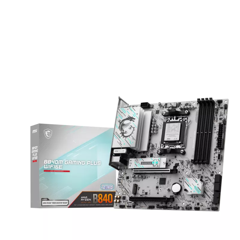 Mātesplate MSI B840M GAMING PLUS WIFI6E microATX, Socket AM5, DDR5 līdz 256 GB, Wi‑Fi 6E, 2.5GbE, M.2 x2, HDMI 2.1