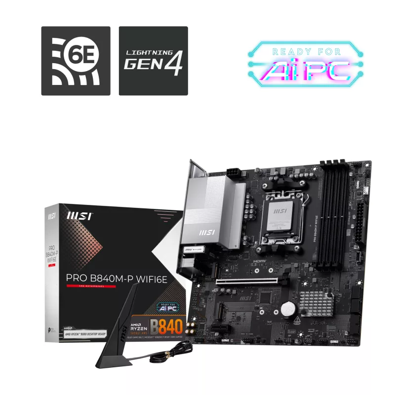 MSI PRO B840M-P WIFI6E mātesplate AMD B840 ligzda AM5 micro ATX