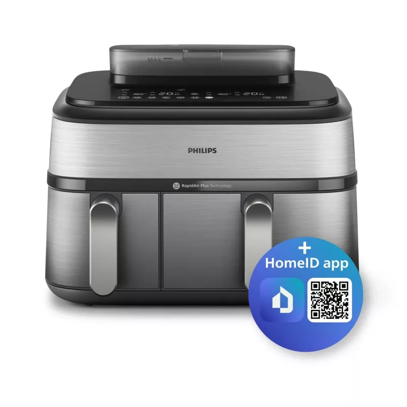 Philips 5000 sērijas NA555/00 fritieris Dubultais 9 L Brīvi stāvošs 2750 W Karstā gaisa fritieris Sudrabs