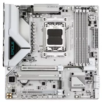 GIGABYTE B850M EAGLE WIFI6E ICE mātesplate - AMD Ryzen 9000 sērijas CPU, 8+2+2 fāžu digitālais VRM, līdz 8200MHz DDR5 (OC), 1xPCIe 5.0 + 1xPCIe 4.0 M.2, Wi-Fi 6E, 2.5 GbE LAN, USB 3.2 Gen 2