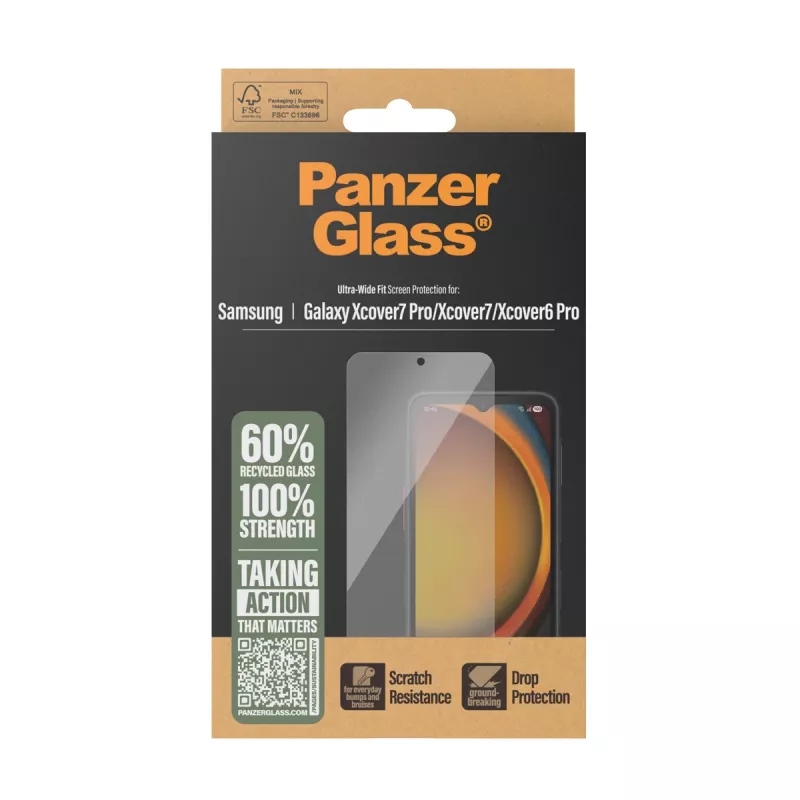 PanzerGlass ® Ekrāna aizsargs Samsung Galaxy Xcover7 Pro | Xcover7 | Xcover6 Pro | Ultra-Wide Fit