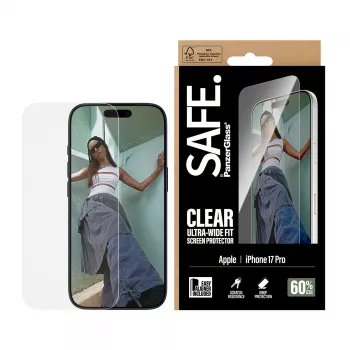 PanzerGlass SAFE. by ® ekrāna aizsargs iPhone 17 Pro | Ultra-Wide Fit ar EasyAligner
