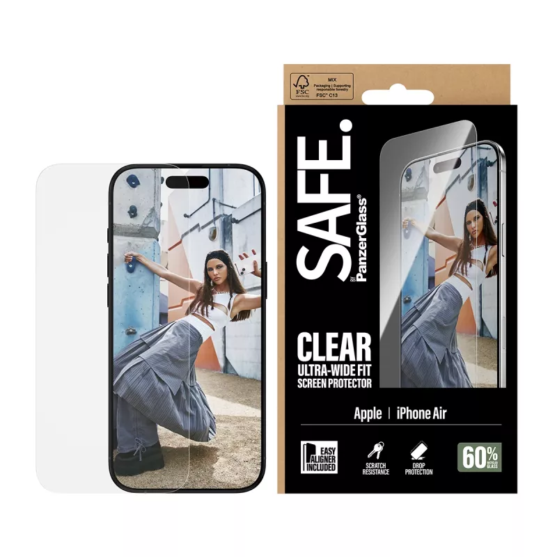 PanzerGlass SAFE. by ® Ekrāna aizsargs iPhone Air | Ultra-Wide Fit ar EasyAligner