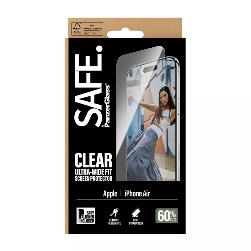 PanzerGlass SAFE. by ® Ekrāna aizsargs iPhone Air | Ultra-Wide Fit ar EasyAligner