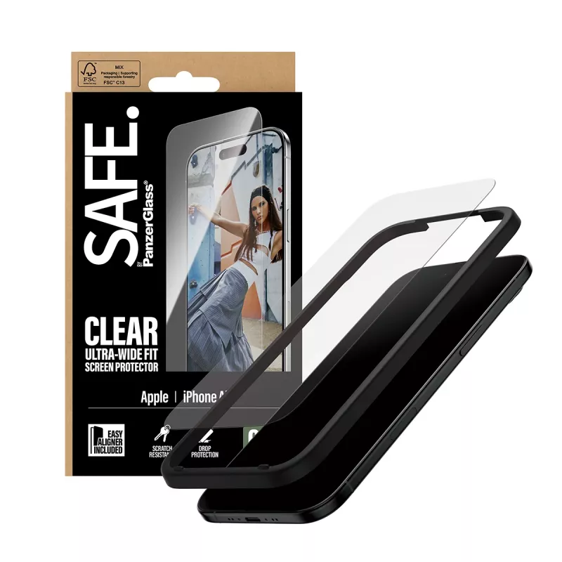 PanzerGlass SAFE. by ® Ekrāna aizsargs iPhone Air | Ultra-Wide Fit ar EasyAligner