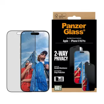 PanzerGlass ® 2-Way Privacy Screen Protector iPhone 17 | iPhone 16 Pro | Ultra-Wide Fit ar EasyAligner