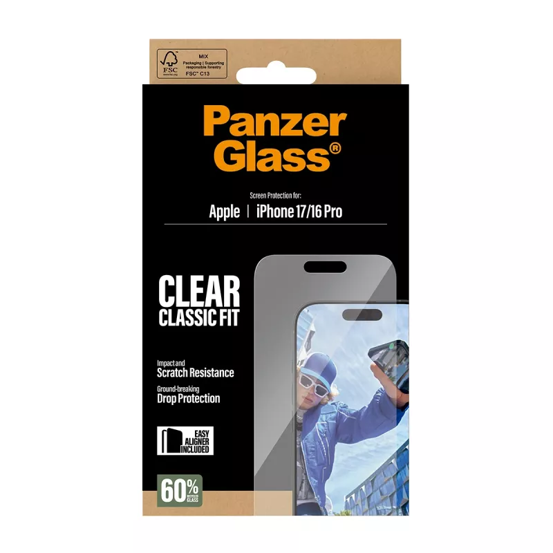 PanzerGlass ® Ekrāna aizsargs iPhone 17 | iPhone 16 Pro | Classic Fit ar EasyAligner
