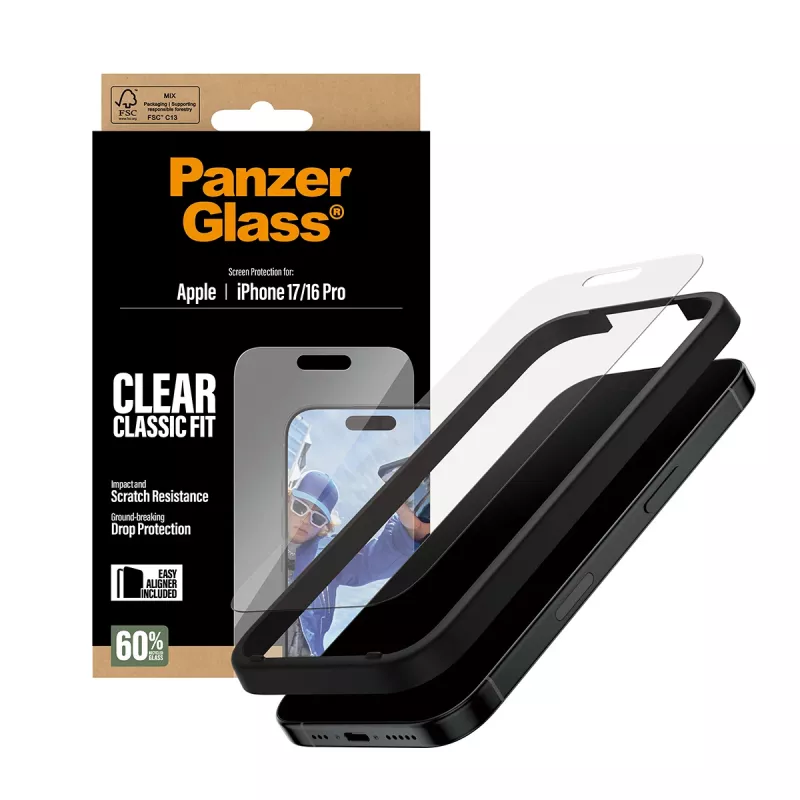 PanzerGlass ® Ekrāna aizsargs iPhone 17 | iPhone 16 Pro | Classic Fit ar EasyAligner