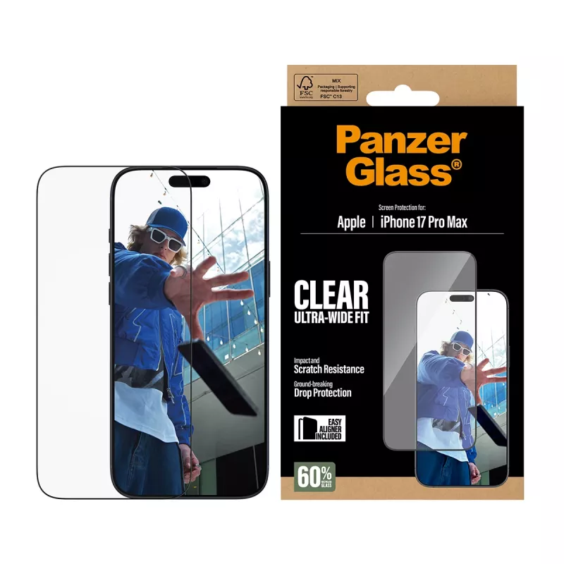 PanzerGlass ® Ekrāna aizsargs iPhone 17 Pro Max | Ultra-Wide Fit ar EasyAligner