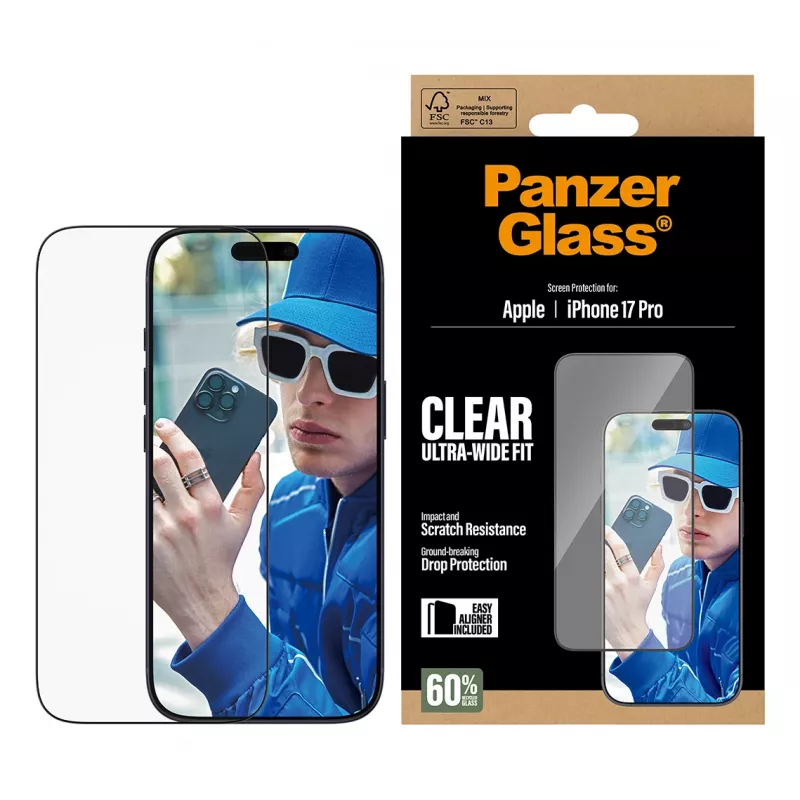 Ekrāna aizsargs PanzerGlass iPhone 17 Pro Ultra-Wide Fit EasyAligner Scratch Shock Resistant